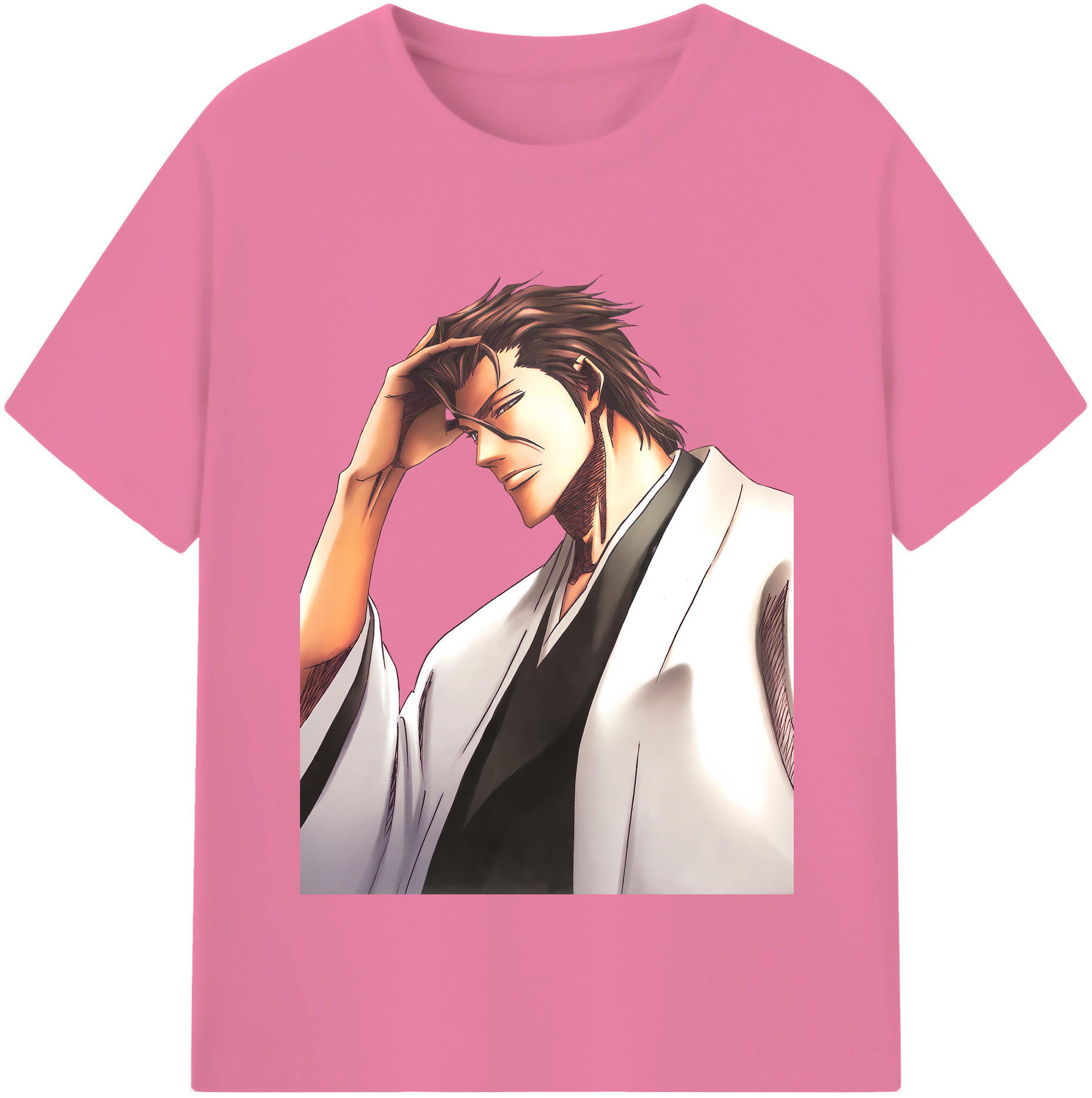 （画像用） ブリーチ 藍染 惣右介（あいぜん そうすけ） BLEACH Aizen Sousuke 綿100％半袖Tシャツ（フロントプリント）